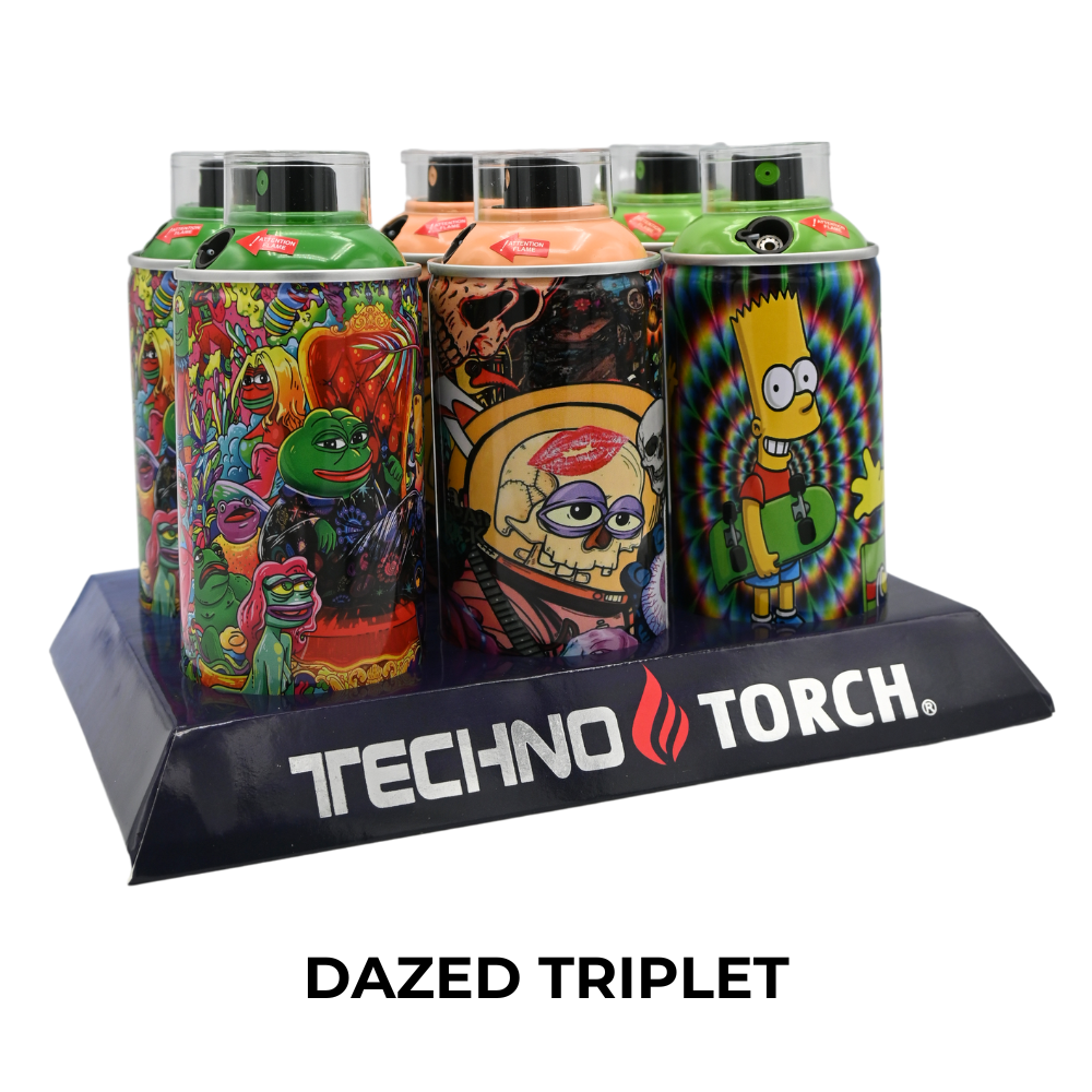 Techno Small Spray Can Torch Lighters - 6ct
