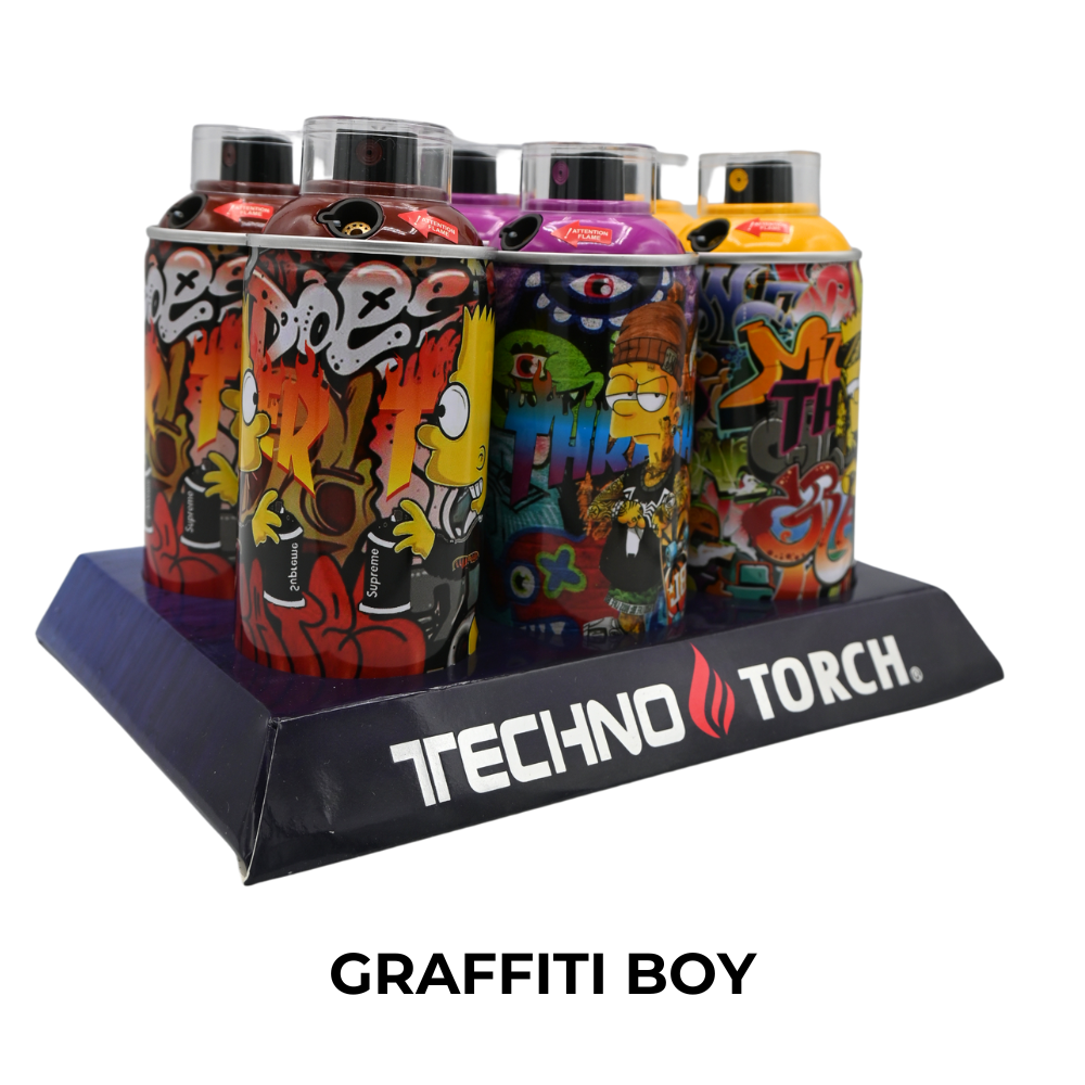 Techno Small Spray Can Torch Lighters - 6ct